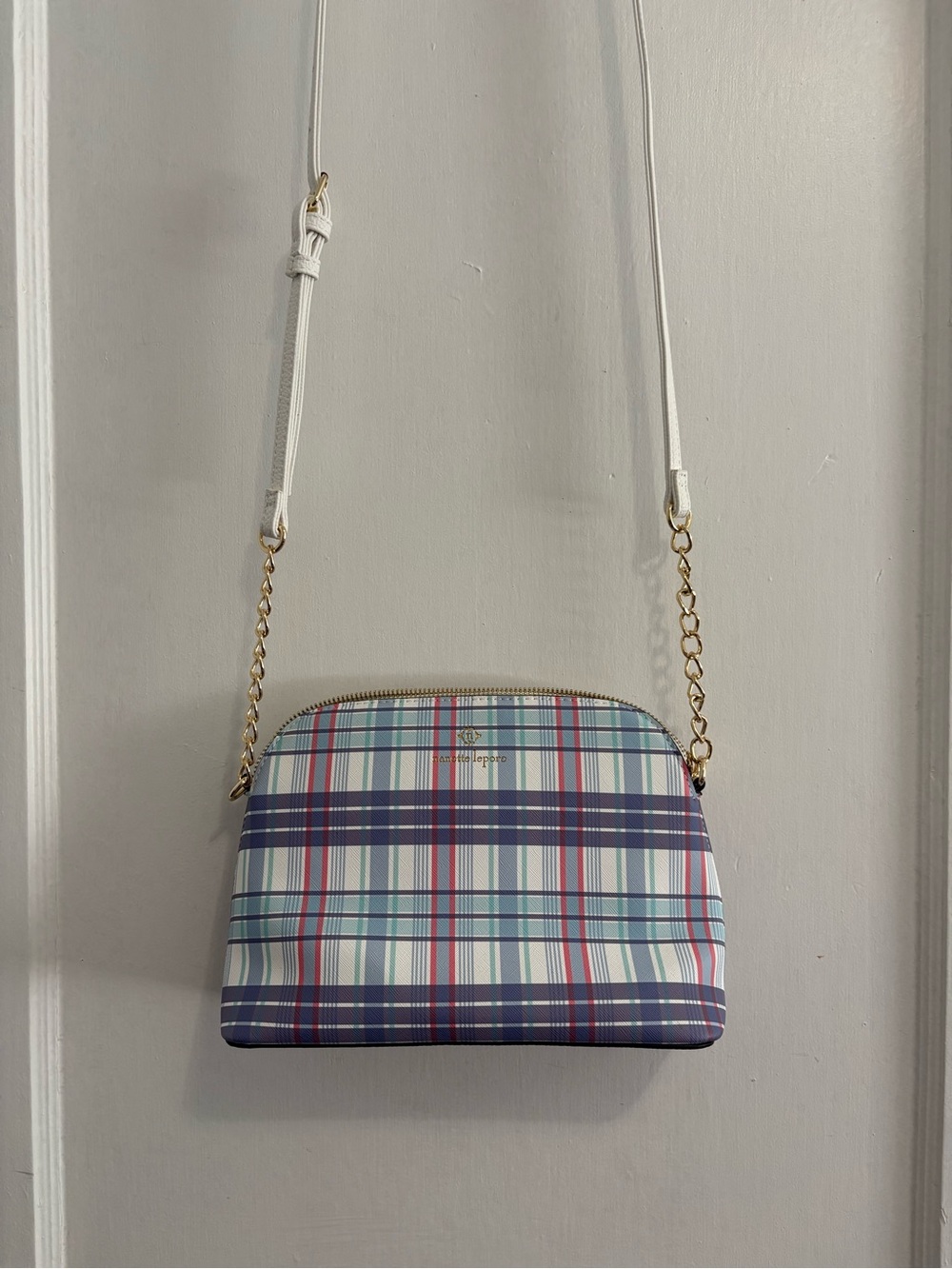Nanette Lepore Plaid Crossbody in Blue, White and Pink
